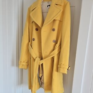 J Crew Yellow Pea Coat Wool Blend Tailored